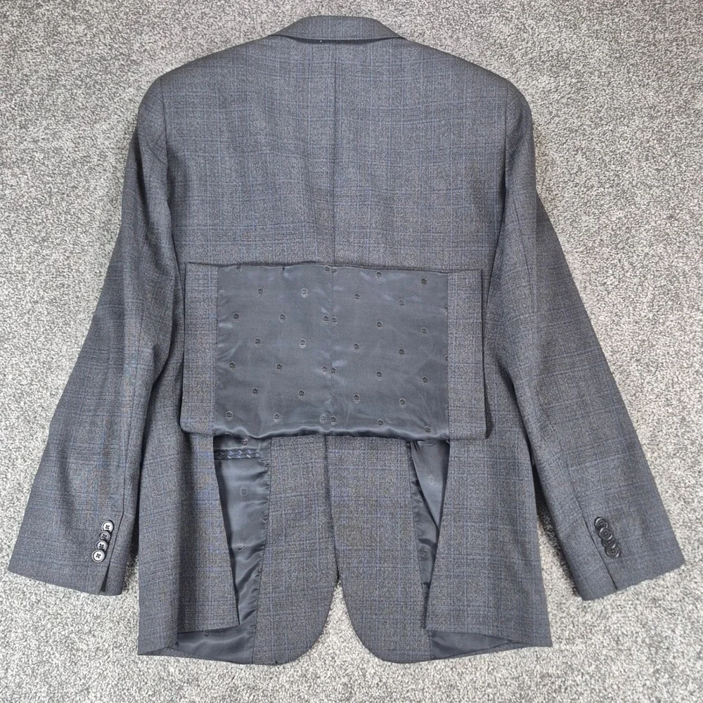 John Varvatos USA Blazer Mens 40L Gray Plaid 100% Wool 2-Button Sport Coat